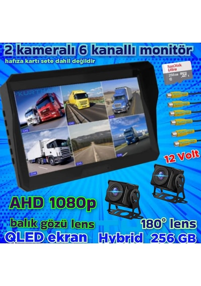 2 Adet 1080p Ahd 180 Balık Gözü Kamera 6 Kanallı 10'' Dvr Ekran