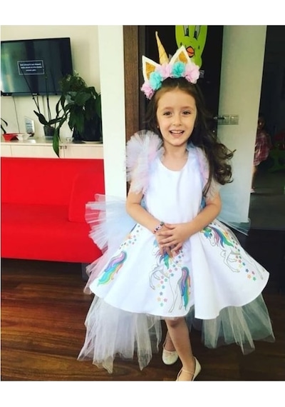 Unicorn Baskılı My Little Pony Kız Çocuk Doğum Günü Elbise&Kostüm Unicorn Baskılı My Little Pony Kız Çocuk Doğum Günü Elbise&Kostüm