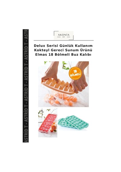 Delux Serisi Günlük Kullanım Kokteyl Gereci Sunum Ürünü Elmas 18 Bölmeli Buz Kalıbı Çok Renkli