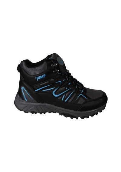 Jump Erkek Siyah Gri Bilekli Waterproff Su Geçirmez Kalın Taban Outdoor Bot Siyah