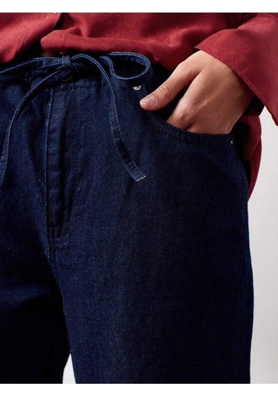 Dilvin 72058 Beli Lastikli Denim Pantolon-lacivert Lacivert