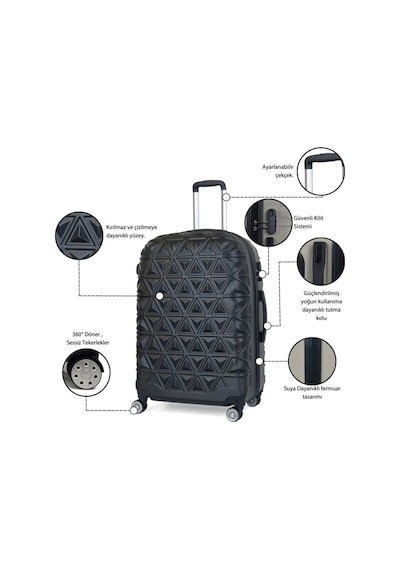 Reymond Luggage Piramit Desen ABS Seyahat Valizi, Canyon Serisi,  Mor - Kabin Boy Mor