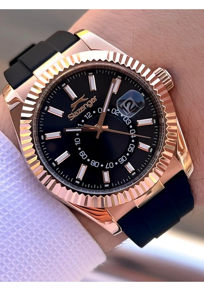Slazenger Silikon Kordon İç Fonksiyonları Aktif 10 Atm Suya Dayanıklı Erkek Kol Saati Esl.09.2514.05 Rose Gold