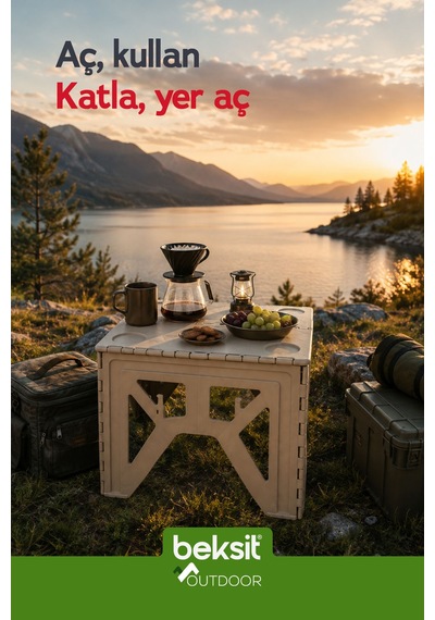 Outdoor Herkül D Katlanır Masa Bej Bej