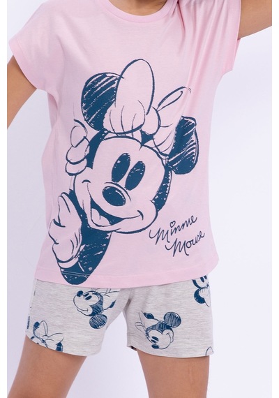 Minnie Mouse Lisanslı Açık Pembe Kız Çocuk Şort Takım 5274-28956 Açık Pembe