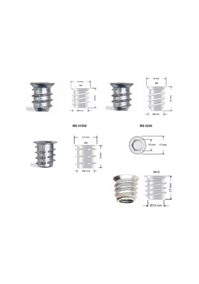 Metal Dübel Mobilya Bağlantı Zamak Vida Yuvası 10'lu M6 10X25