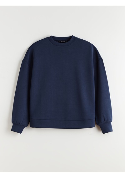 Lcw Vision Lacivert Bisiklet Yaka Oversize Kadın Sweatshirt