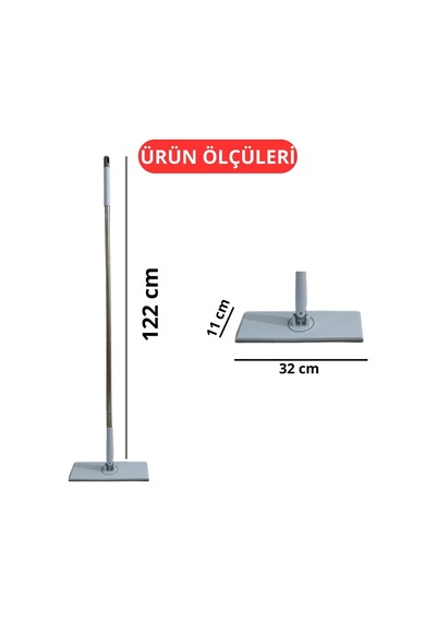Tembel Mop - Tüm Bezleri Kendi Alabilen Otomatik Mop, 360 Dönebilen, Kullan At Bezler İçin Pratik Mop Beyaz