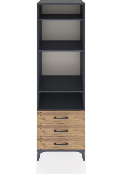 Hyperion Dolap 4 Raflı 3 Çekmeceli 60x44x195 Antrasit-çam Antrasit