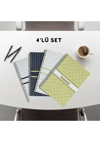 A5 Spiralli Puantiyeli Defter 40 Yaprak 4'lü Tamamı Çizgisiz