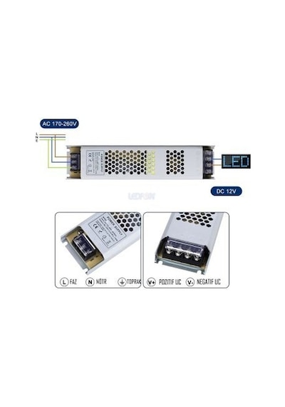 Noas 12 Volt 12.5 Amper Ultra Slım Metal Adaptör