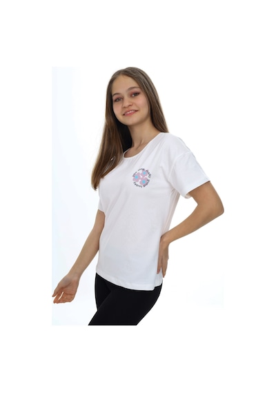 Toontoy Kids Toontoy Kız Çocuk Çiçek Ve You Look Baskılı Tişört Ekru
