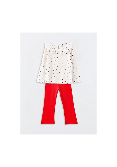 LC Waikiki Lcw Kids Ekru Bisiklet Yaka Baskılı Kız Çocuk Bluz Ve Tayt Pantolon 2'li Ecru Prınted LC Waikiki Lcw Kids Ekru Bisiklet Yaka Baskılı Kız Çocuk Bluz Ve Tayt Pantolon 2'li Ecru Prınted