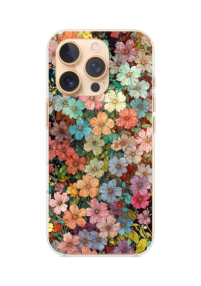 İphone 16 Pro Uyumlu Vintage Botanik Çiçek Bahçesi Baskılı Silikon Kılıf