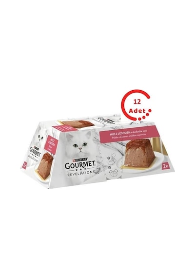 Purina Gourmet Revelations Somon Balıklı Yetişkin Kedi Konservesi 12'li 2 x 57 G