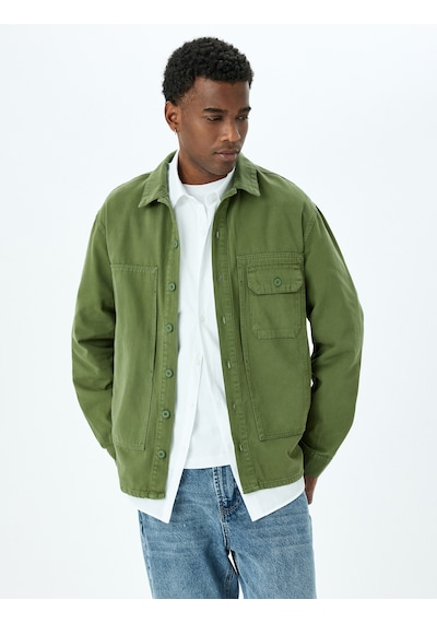 Koton Klasik Düğmeli Uzun Kollu Oversize Kot Ceket Haki 5sam50010nd Haki Koton Klasik Düğmeli Uzun Kollu Oversize Kot Ceket Haki 5sam50010nd Haki