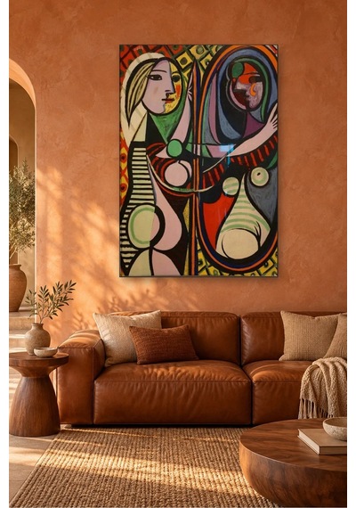 Fida Picasso Aynadaki Kız Kübist Canvas Tablo Çok Renkli