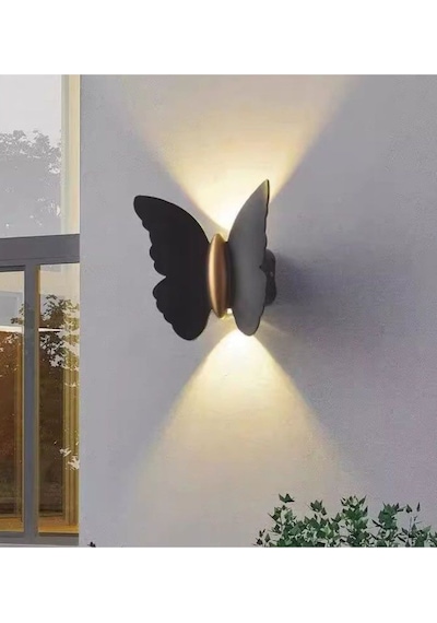 Modern Duvar Power Iç Ve Dış Mekan Aplik Butterfly Led Aplik Siyah Gövde Gün Işığı Kelebek Aplik Siyah