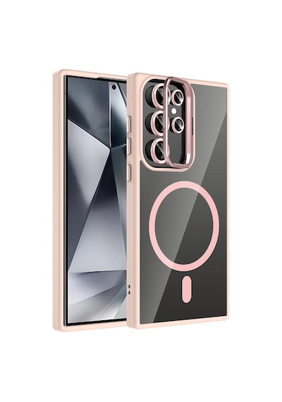 Gld-spt- Joko Samsung Uyumlu Galaxy S24 Ultra Remim Lensli Magsafe Standlı Kapak - Pembe