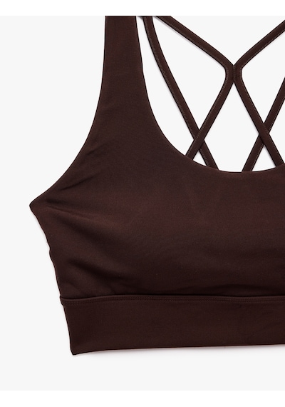 Koton Slim Fit U Yaka Kolsuz Sırt Detaylı Kaplı Sporcu Sütyeni Kahverengi 7wak30034nk Kahve