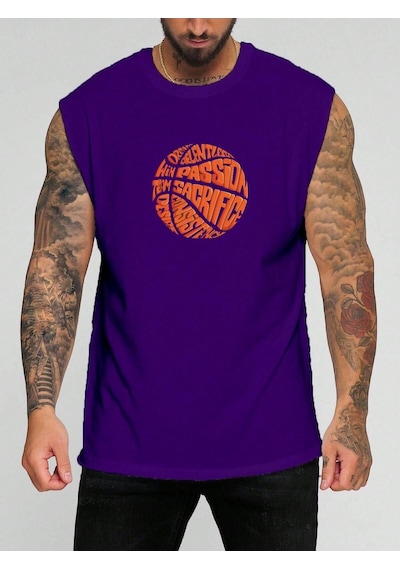 Basketbol Yopu Baskılı Kolsuz Tişört Mor