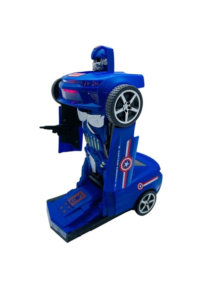 Avengers Sesli Işıklı Robota Dönüşen Araba Kaptan Amerika Robot Olan Transform Dans Eden Araç Renkli