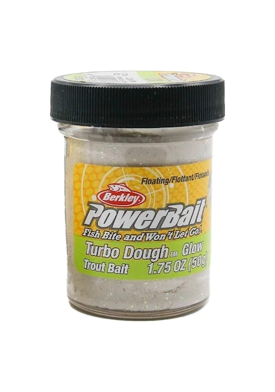 Berkley PowerBait Extra Doğal Kokulu Glitter (Simli) Alabalık Hamuru - Glow / White