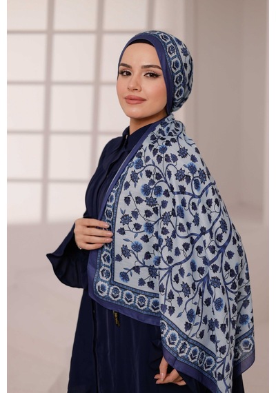Mimiyum Alya Desen Soft Şal Mavi