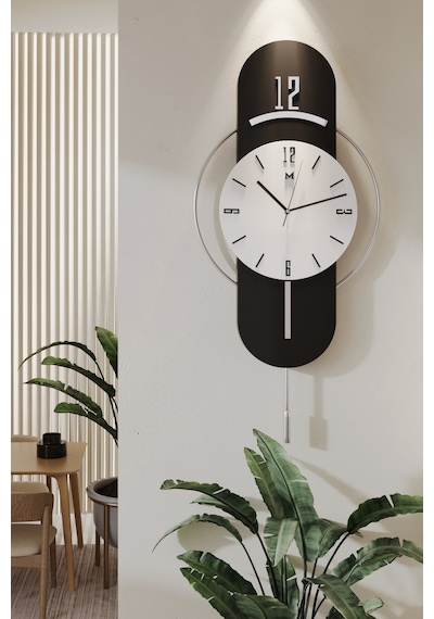 MetaQuartz Aksesuar Antrasit-gümüş Milano Time Modern Dekoratif Metal Duvar Saati
