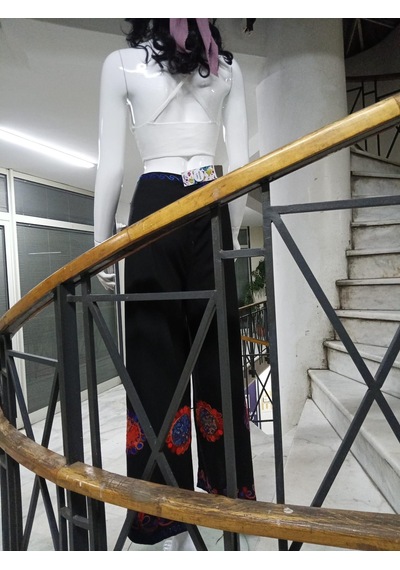 Eren Style Otantik Nakış İşlemeli Harem Şalvar Bulmaca Pantolon 104 Cm -9315 Siyah