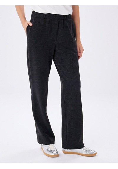 Faik Sönmez Relax Kendinden Simli Straight Fit Örme Pantolon W27pnt036 Uw27pnt03610 Siyah