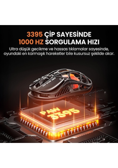 Mercury M2 Oyun Faresi - 26.000 Dpı Optik Sensörlü Mmo Bilgisayar Oyun Faresi - 78g Hafif İçi Boş Tasarım - 5 Programlanabilir Düğme - 5 Rgb Modu - Gizli Siyah