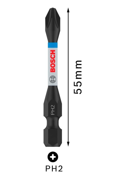 2x Pro Phillips Impact Uç, Ph2, 55 Mm, 2 Parçalı