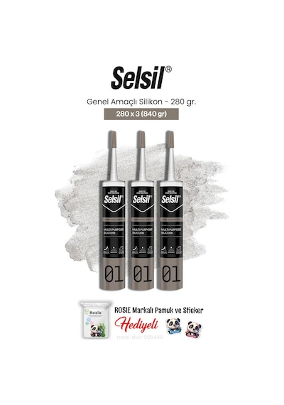 Selsil 3'lü Genel Amaçlı Silikon 280 Gr Ve Rosie Pamuk