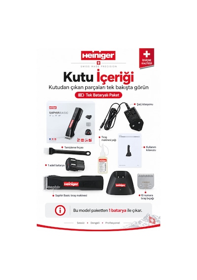 Heiniger Saphir Basic Şarjlı Evcil Hayvan Tıraş Makinesi Siyah