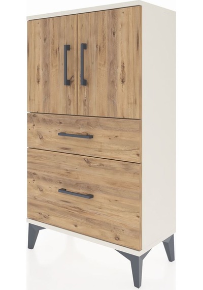 Arges Komodin 2 Raflı 2 Çekmeceli 2 Kapaklı 60x30x106 Aytaşı-çam Aytaşı