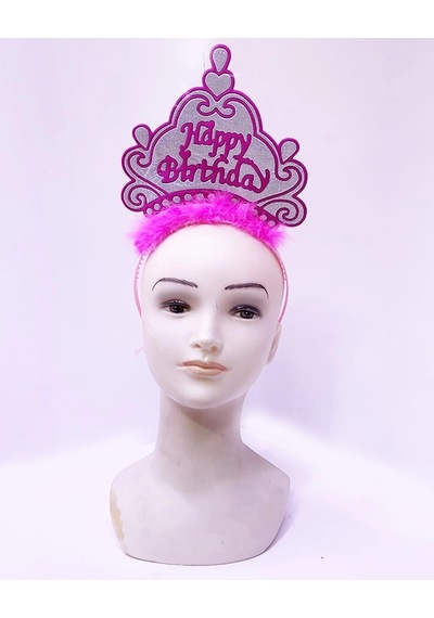 Mey İthalat Happy Birthday Neon Pembe Renk Doğum Günü Tacı 24x15 Cm