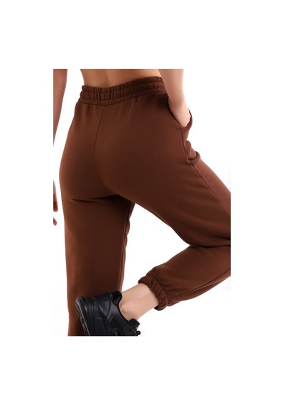Winmoda34 Jogger Bol Kesim Kalın 3 İplik Şardonlu Eşofman Altı Kadın Kahverengi