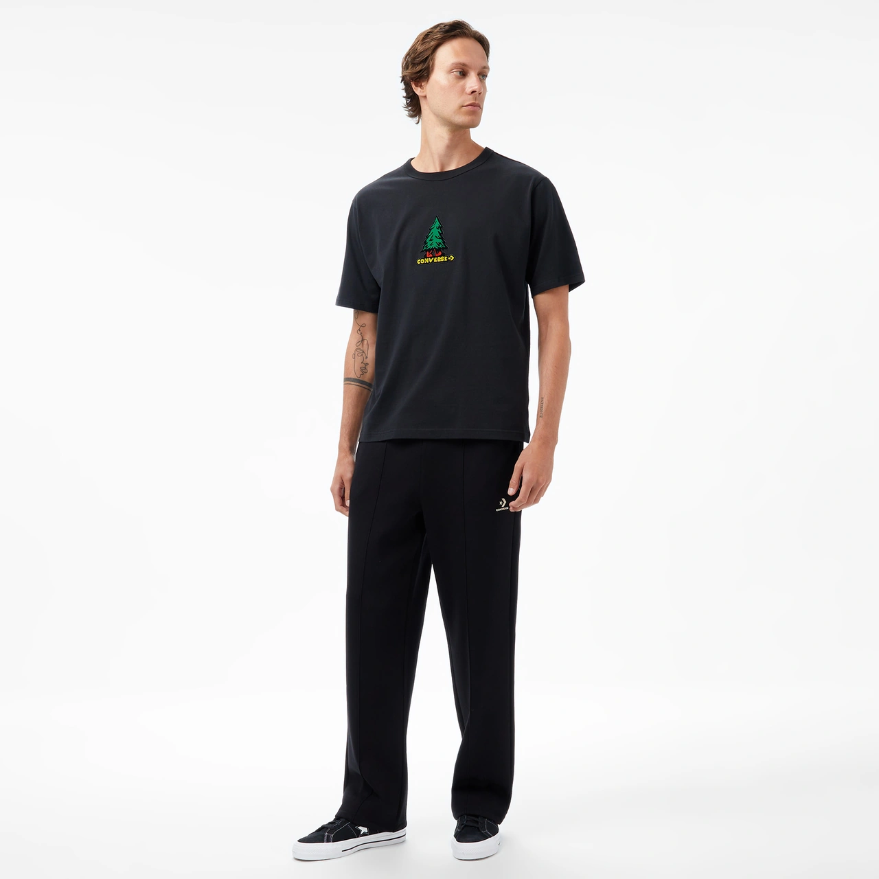Converse Baskılı Erkek Siyah T-shirt Cvm5t201 Siyah