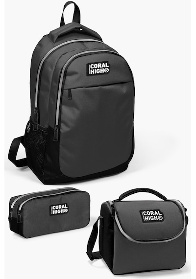 Coral High Kids Koyu Gri Siyah 3 Lü Okul Çanta Seti Set0114393