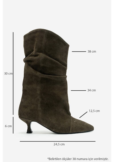 Luvi Shoes Petty Haki Süet Hakiki Deri Kadın Körüklü Çizme
