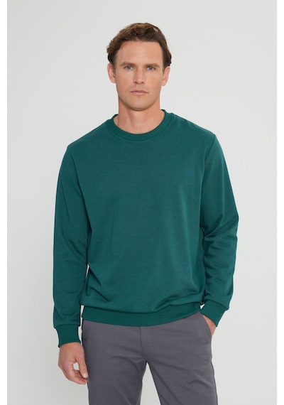 Ac&Co / Altınyıldız Classics Standart Fit Normal Kesim Bisiklet Yaka Erkek Sweatshirt - Koyu Yeşil