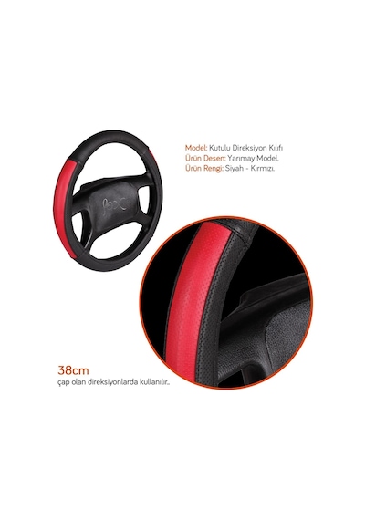 Diğer Nyf F-49 Direksiyon Kılıfı Yarımay Siyah & Kırmızı 170-15-00015