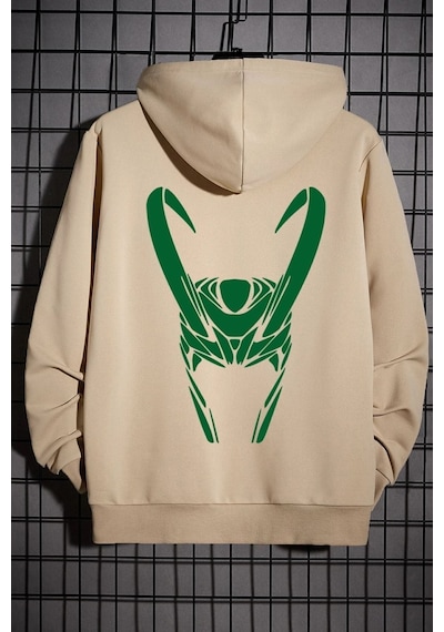 Uyguntarz Unisex Floki Baskılı Sweatshirt Bej