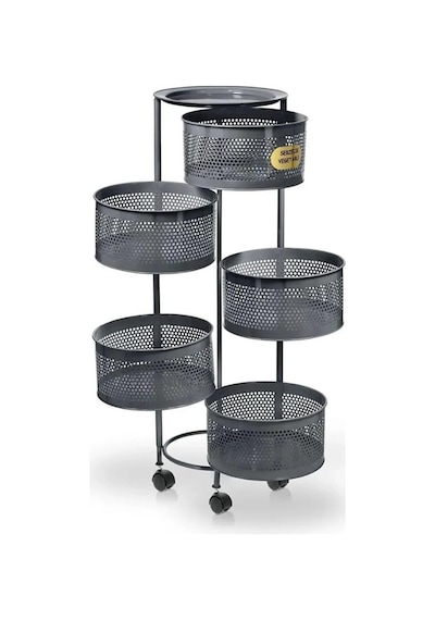 5 Katlı Açılır Kapanır Paslanmaz Metal Sebzelik Yükseklik 94 Cm - Antrasit Diğer