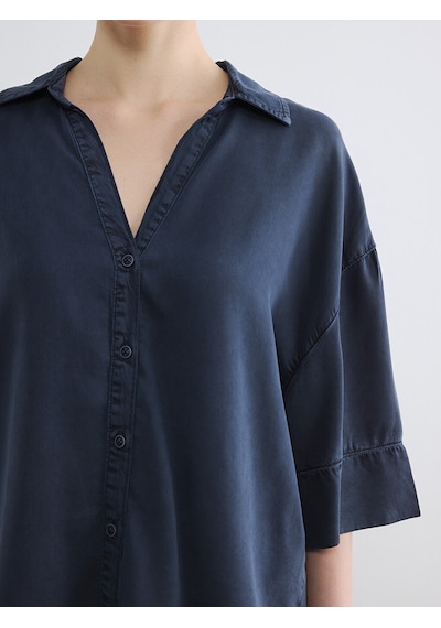 Lcw Jeans Lacivert Oversize Kadın Jean Gömlek
