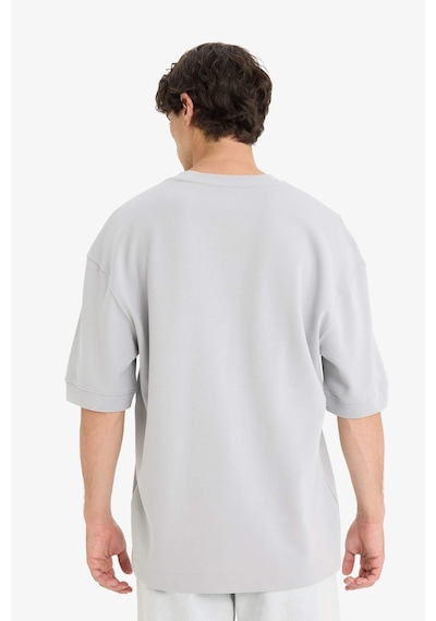 Defacto Loose Fit Bisiklet Yaka Baskılı Kısa Kollu Tişört E9550ax25augr253 Gri