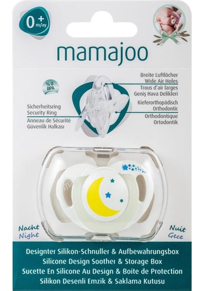 Mamajoo Tekli Desenli Emzik & Renkli Saklama Kutusu 0 Ay+ Gece Mavi