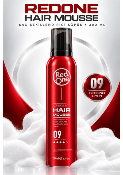 Redone Profesyonel Hair Styling Mousse Strong Hold No:9 & Kolay Şekillendirme, Güçlü Ve Esnek Tutuş 300 Ml