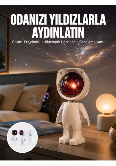 Projeksiyon Güneş Lambası Astronot Gün Batımı Projektör Led Işıklı Yeni Nesil Sarı